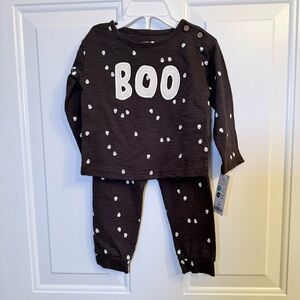 Carter's Black and White 'BOO' with Little Ghost Matching Set